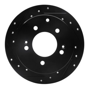 Kia Forte Brake Rotor (1) - Rear Left - R1 Concepts - Drilled & Slotted - Black - `10-`13